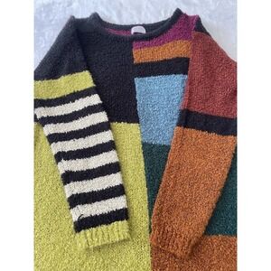 Yaatree L/XL Mohair Blend Color Block Sweater Dress Laganlook Eclectic‎ Artsy